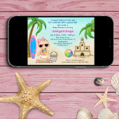 Meisje Strand Baby Sandcastle, Surfboard Baby show Kaart