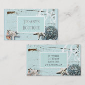 Meisje strand chique zeesterren schelpen aqua blau visitekaartje (Voorkant / Achterkant)