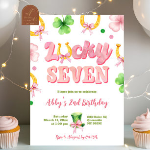 Meisje Strik Glitter Lucky Seven St Patrick Verjaa Kaart