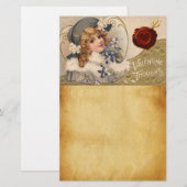  MEISJE, STROMEN, VALENTIJN KUPID, RODE WAX ZEGEL BRIEFPAPIER (Voorkant / Achterkant)