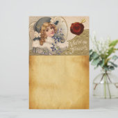 MEISJE, STROMEN, VALENTIJN KUPID, RODE WAX ZEGEL BRIEFPAPIER (Staand voorkant)