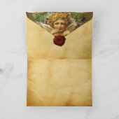  MEISJE, STROMEN, VALENTIJN KUPID, RODE WAX ZEGEL FEESTDAGEN KAART (Binnen)