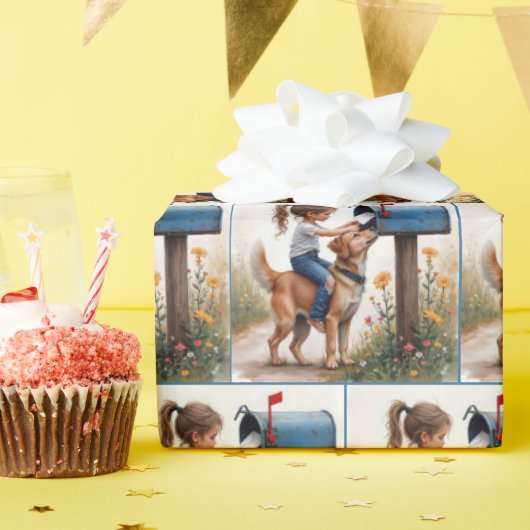 Meisje stuurt een brief cadeaupapier (Verjaardagsfeest)