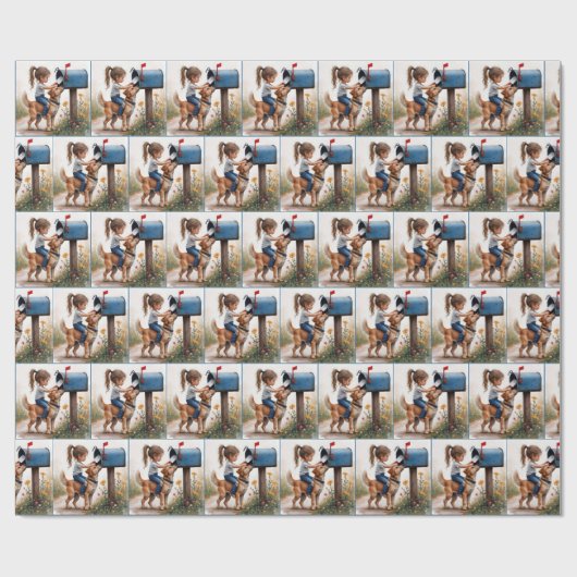 Meisje stuurt een brief cadeaupapier (Vlak)