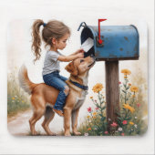 Meisje stuurt een brief muismat (Voorkant)