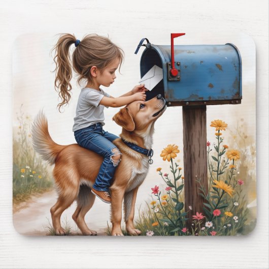 Meisje stuurt een brief muismat