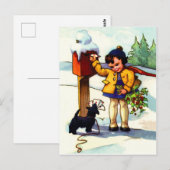Meisje stuurt kerstgroetjes briefkaart (Voorkant / Achterkant)