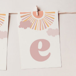 Meisje Sun ONE Hoge Stoel Banner - Letter "E" Kaart