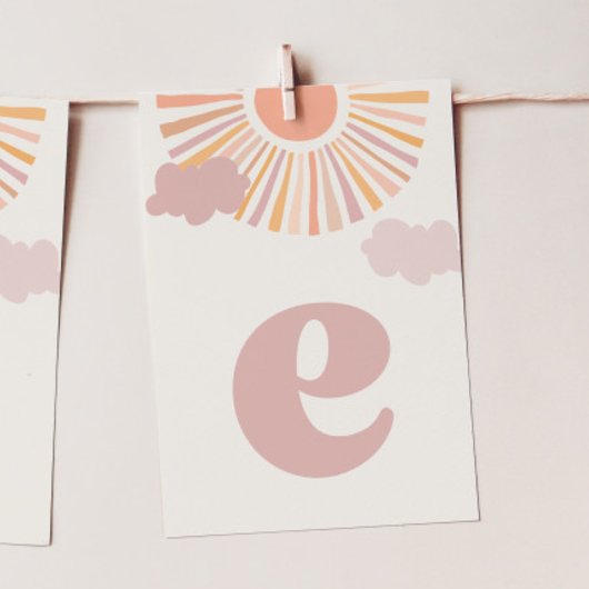 Meisje Sun ONE Hoge Stoel Banner - Letter "E" Kaart