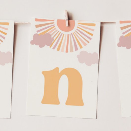 Meisje Sun ONE Hoge Stoel Banner - Letter "N" Kaart