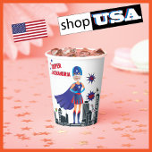 Meisje Superheld 💥 Kleurrijke Verjaardagsfoto Papieren Bekers