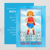 Meisje Superheld Verjaardagsfeestje Uitnodiging (Voorkant / Achterkant)