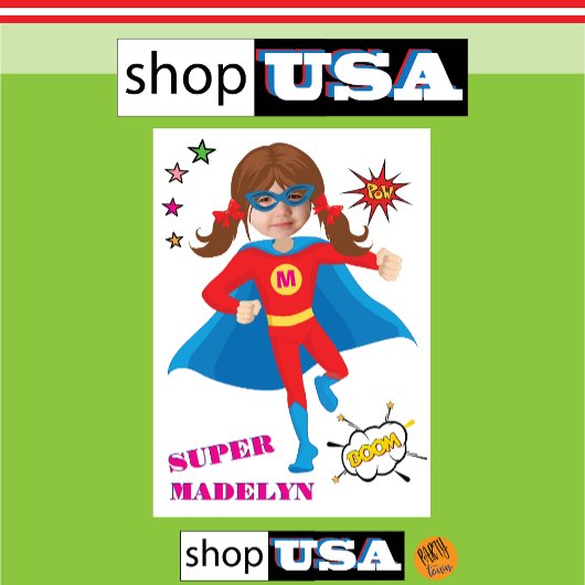 Meisje Superheld Vliegen 💥 Verjaardagsfoto Kaart