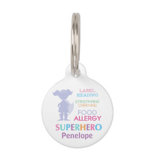 Meisje Superheld Voedselallergie Kinder Epinefrine Huisdierpenning
