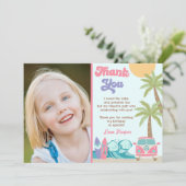 Meisje Surf op strand Surf Birthday Dank je kaarte Kaart (Staand voorkant)