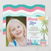 Meisje Surf op strand Surf Birthday Dank je kaarte Kaart (Voorkant / Achterkant)