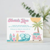 Meisje Surf op Surf Beach Birthday Dank je kaarten (Staand voorkant)