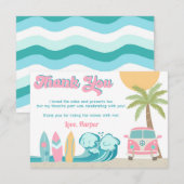 Meisje Surf op Surf Beach Birthday Dank je kaarten (Voorkant / Achterkant)