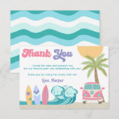 Meisje Surf op Surf Beach Birthday Dank je kaarten (Voorkant / Achterkant)