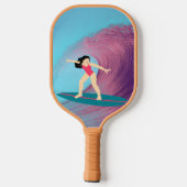 Meisje surfen bij zonsondergang pickleball paddle (Achterkant)