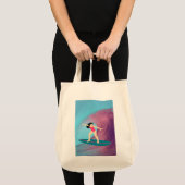 Meisje surfen bij zonsondergang tote bag (Voorkant (product))
