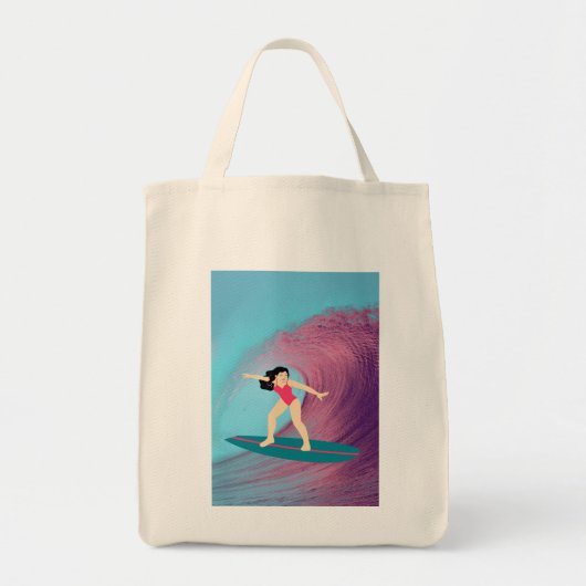Meisje surfen bij zonsondergang tote bag (Voorkant)