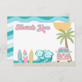 Meisje Surf's up Surf Strand Verjaardag Bedankkaar Kaart (Voorkant / Achterkant)