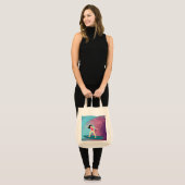Meisje surft bij zonsondergang. tote bag (Voorkant (model))