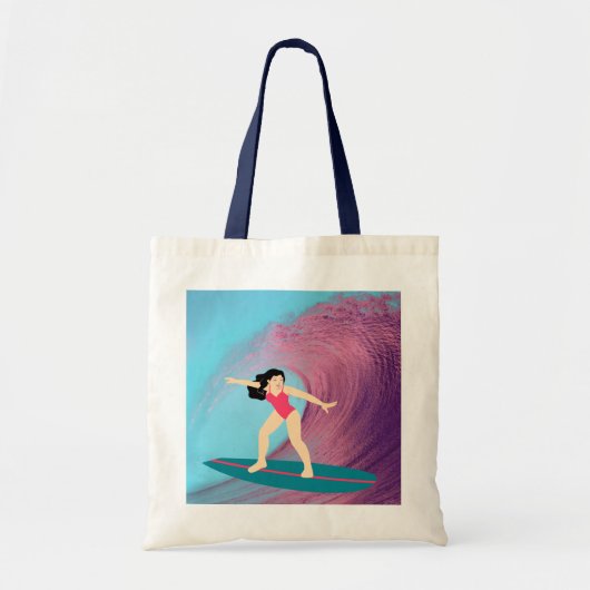 Meisje surft bij zonsondergang. tote bag (Voorkant)