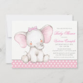 Meisje Sweet Elephant Baby Shower Uitnodigingen (Voorkant)