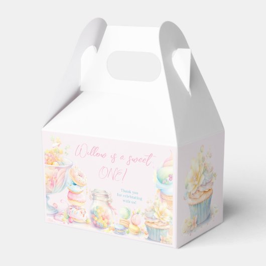 Meisje Sweet One Eerste Verjaardag Bedankdoosjes (Voorkant Zijde)