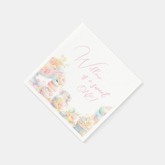 Meisje Sweet One Sweets Eerste Verjaardag Servet (Hoek)