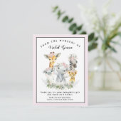 Meisje Sweet Safari Baby shower dank u kaarten (Staand voorkant)