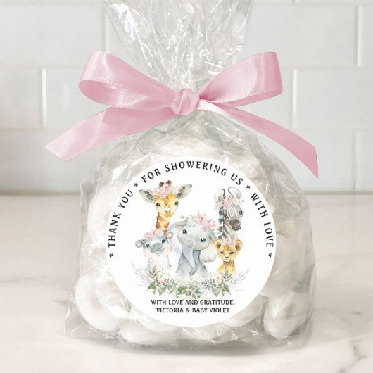 Meisje Sweet Safari Baby shower Ronde Sticker