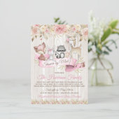 Meisje Sweet Woodland Baby shower per post Kaart (Staand voorkant)