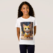 Meisje T-shirt met betoverende kat Afbeelding" (Voorkant volledig)
