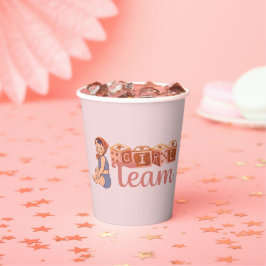 meisje team babyshower papieren bekers