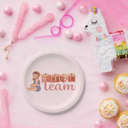 meisje team babyshower papieren bordje (Feest)