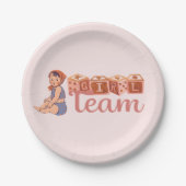 meisje team babyshower papieren bordje (Voorkant)