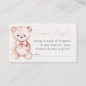 Meisje Teddy Bear Baby shower Luier Raffle Informatiekaartje (Voorkant)