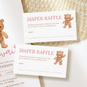 Meisje Teddy Bear Baby shower Luier Raffle Ticket Informatiekaartje