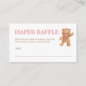 Meisje Teddy Bear Baby shower Luier Raffle Ticket Informatiekaartje (Voorkant)