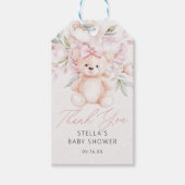 Meisje Teddy Bear Ballonnen Bedankt Baby shower Cadeaulabel (Voorkant)