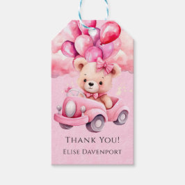 Meisje Teddy Bear Vintage Auto Baby shower Dank u Cadeaulabel