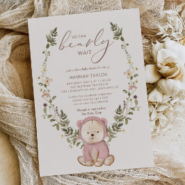 Meisje Teddy Bear, we kunnen Baby shower afwachten Kaart