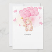 Meisje Teddy Bears Verjaardag, aquarel ballonnen Kaart (Achterkant)