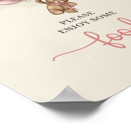 Meisje Teddy beer blush roze bruin beige voedsel t Poster (Hoek)