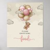 Meisje Teddy beer blush roze bruin beige voedsel t Poster (Voorkant)