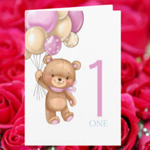 meisje teddy Happy 1st Birthday! Kaart