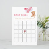 Meisje Teddybeer Baby Bingo Spelkaart (Staand voorkant)
